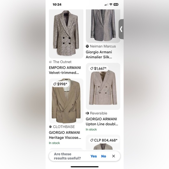 Giorgio Armani  Double-Breasted Blazer Women’s Size 44/10 Tan/ Gray - Picture 5 of 7